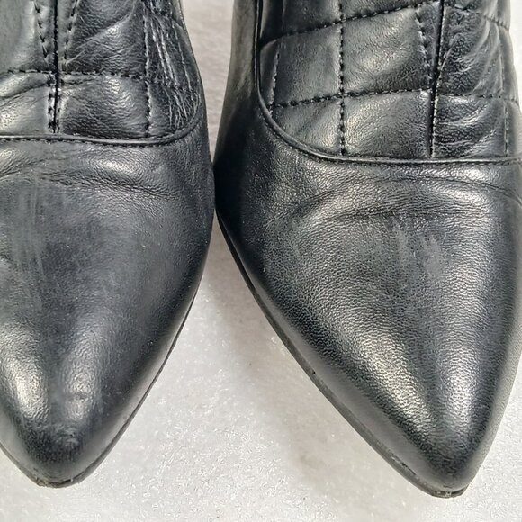 Delman Black Quilted Leather Knee-High StiletDeto Boots Women's 9 18" Shaft VGUC - Picture 4 of 16